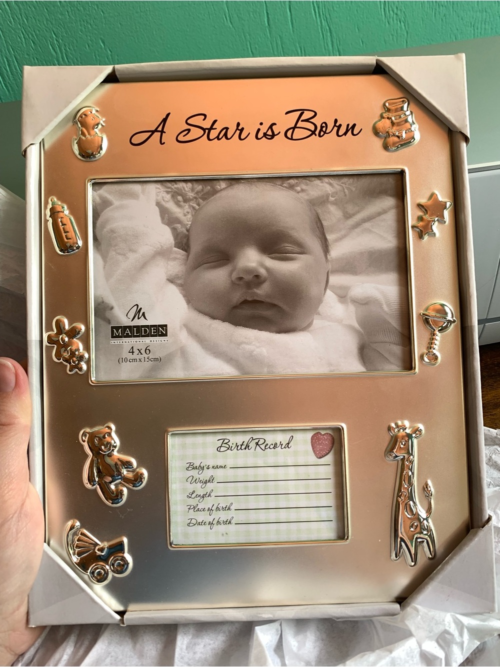 Malden “A Star is Born” Baby Picture Frame with Baby Icons - silver finish